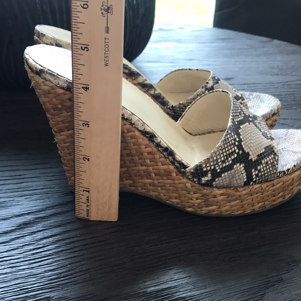 Prada Snakeskin High Heel Wedge Slides - image 3